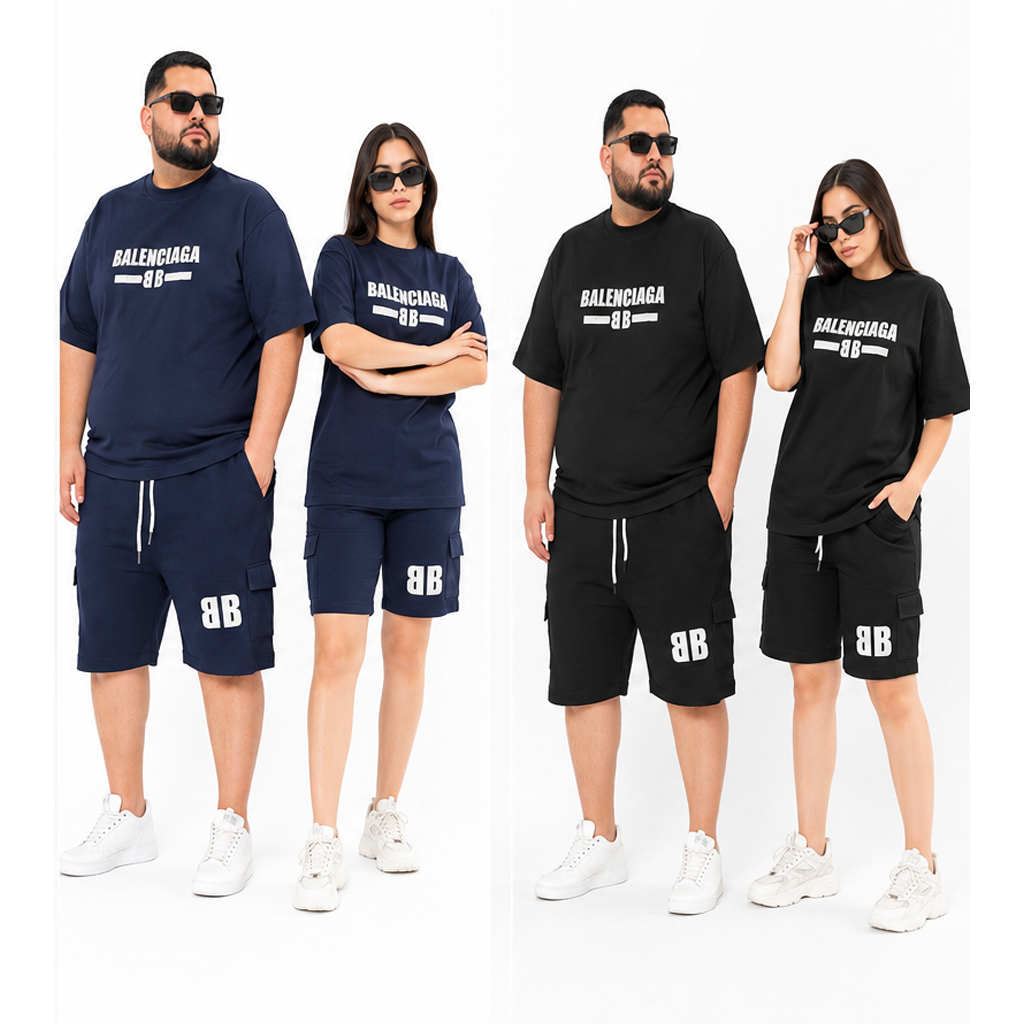ست تیشرت و شلوارک کارگو طرح Balenciaga